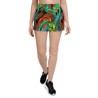 Women’s Athletic Shorts - Flaming Mirage