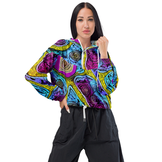 Women's Cropped Windbreaker - Orbiting Orbs