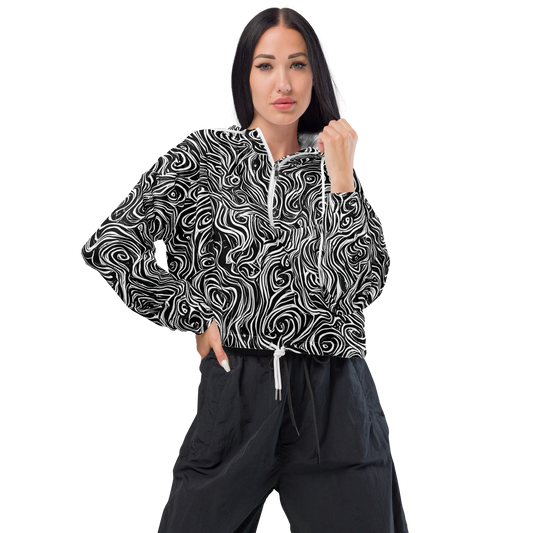 Women's Cropped Windbreaker - Inky Whispers