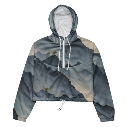 Women's Cropped Windbreaker - Misty Mountain Harmony