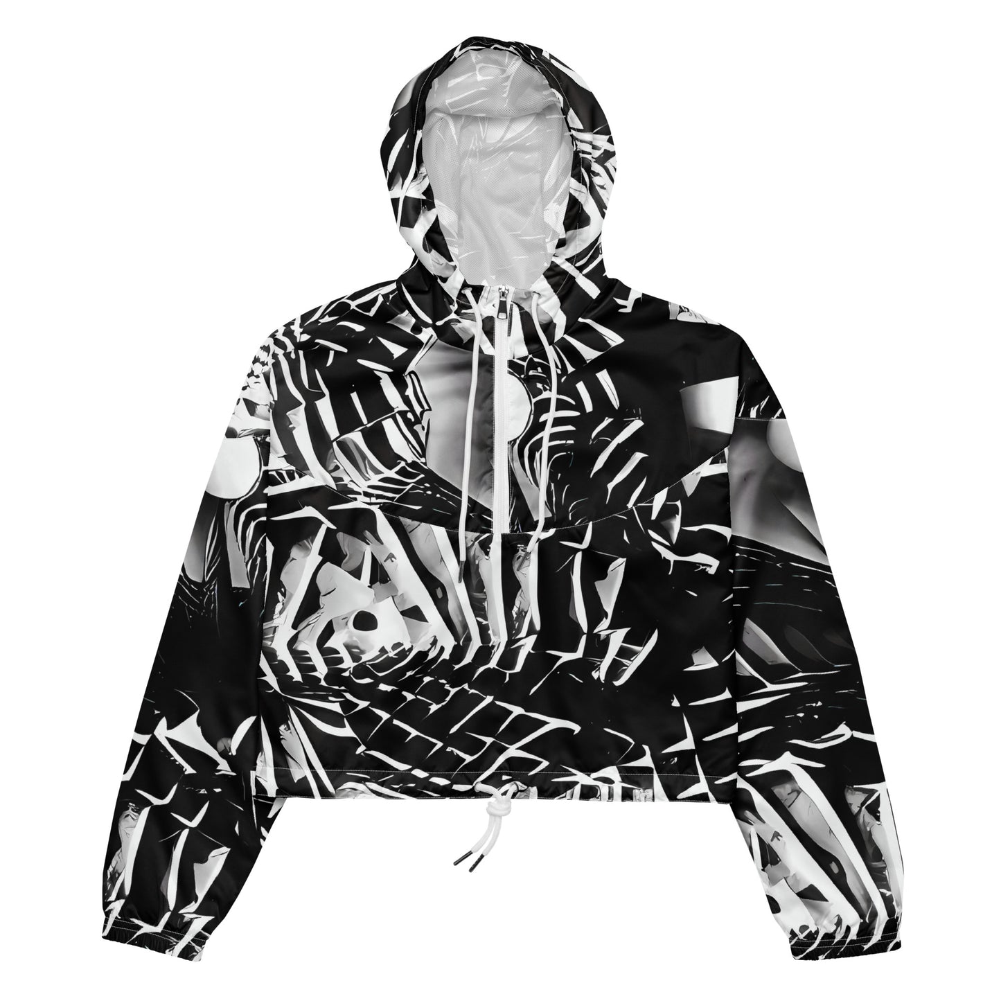 Women's Cropped Windbreaker - Illusion Vortex