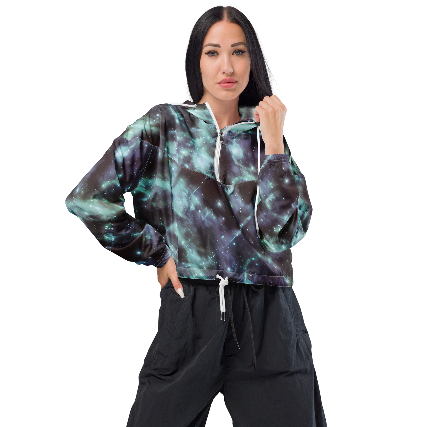 Women's Cropped Windbreaker - Roversi Nebula