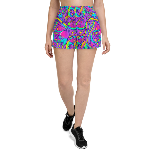 Women’s Athletic Shorts - Neon Galaxy Whirl