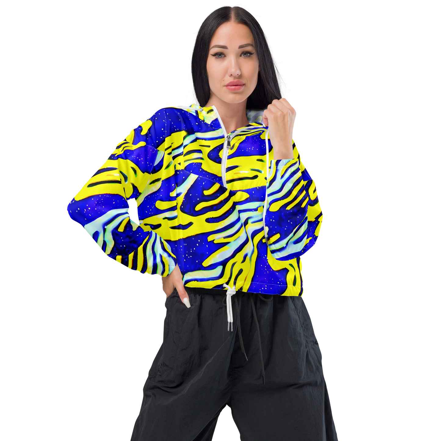 Women's Cropped Windbreaker - Electric Horizon