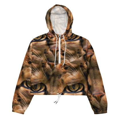 Women's Cropped Windbreaker - Feline Whisper