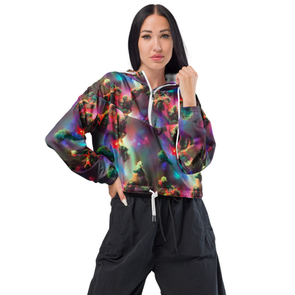 Women's Cropped Windbreaker - Nebula Dreams