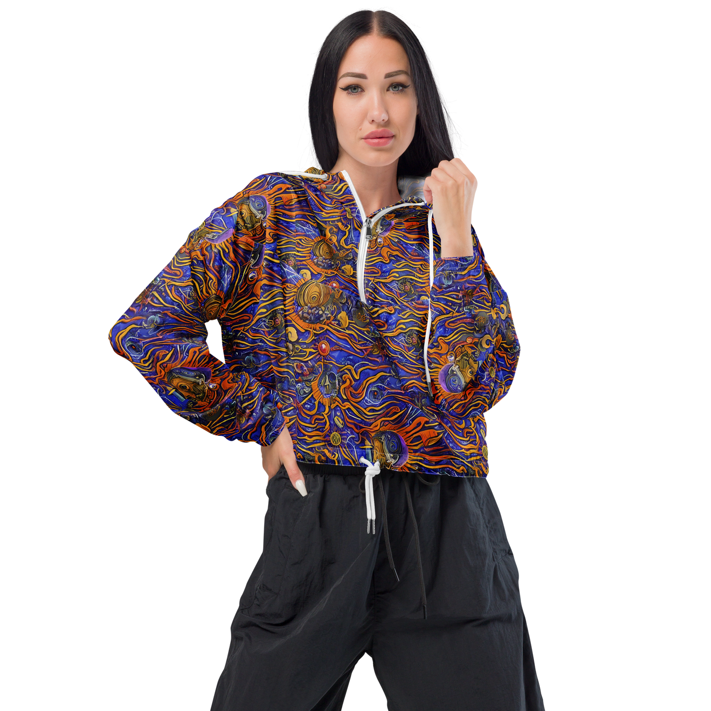 Women's Cropped Windbreaker - Mantegna Swirl