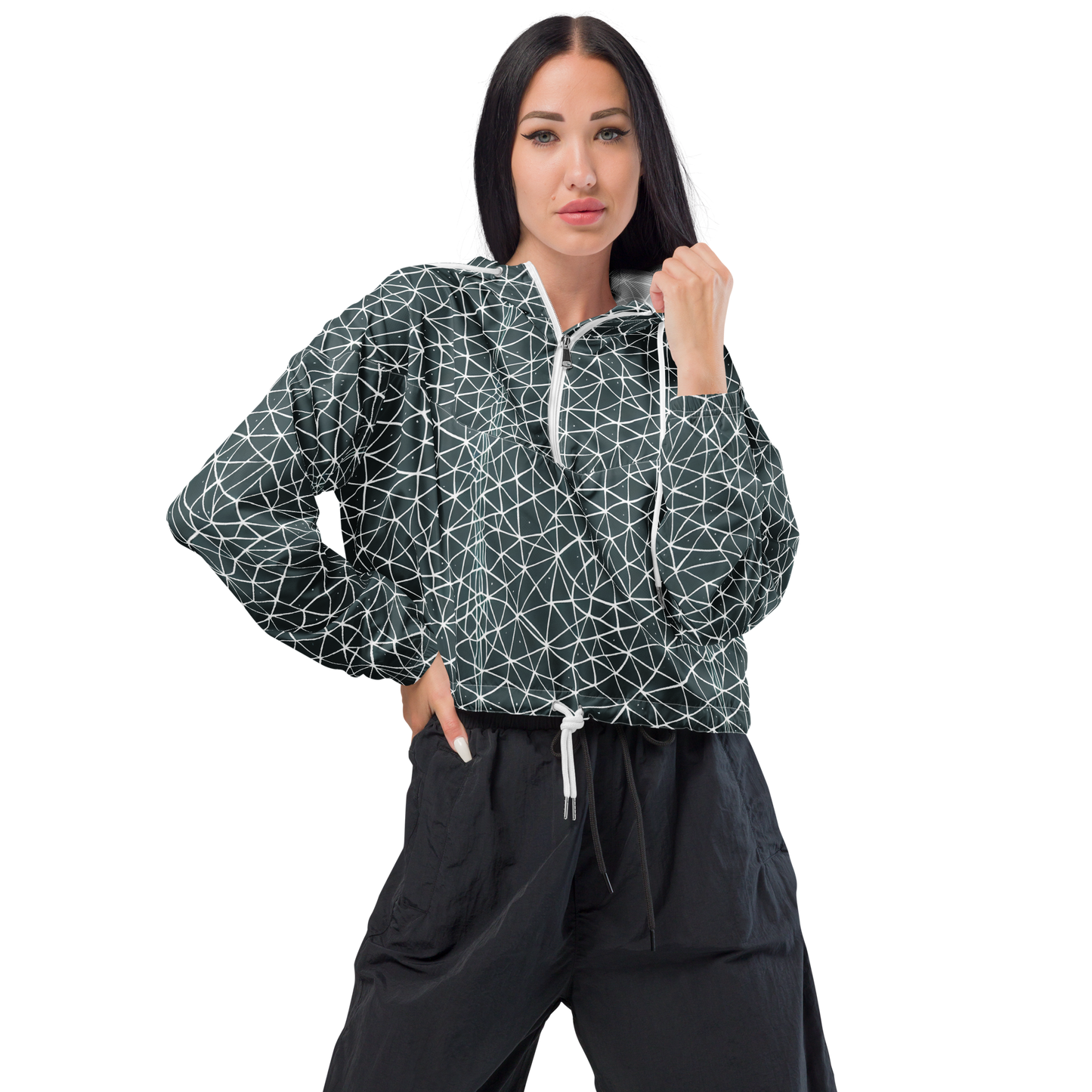 Women's Cropped Windbreaker - Infinite Interplay