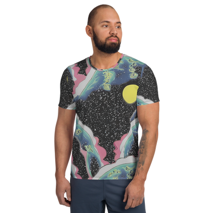 Men's Athletic T-Shirt - Lunar Waves