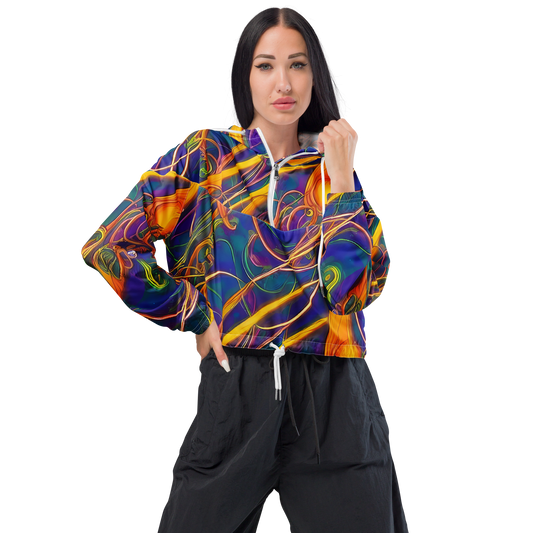 Women's Cropped Windbreaker - Luminous Whirl