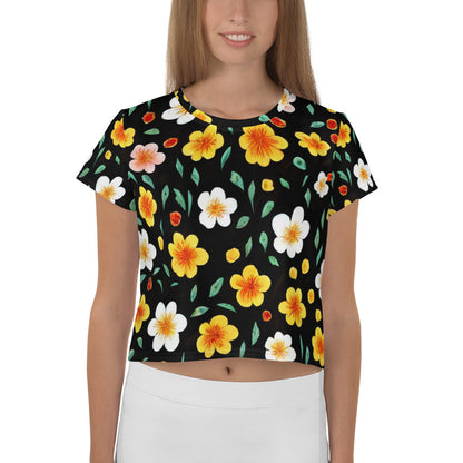 Women's Crop Tee - Sunlit Blossoms