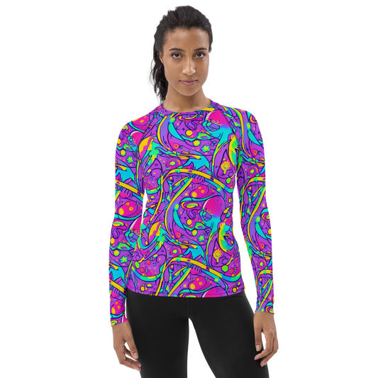 Women's Rash Guard - Neon Galaxy Whirl