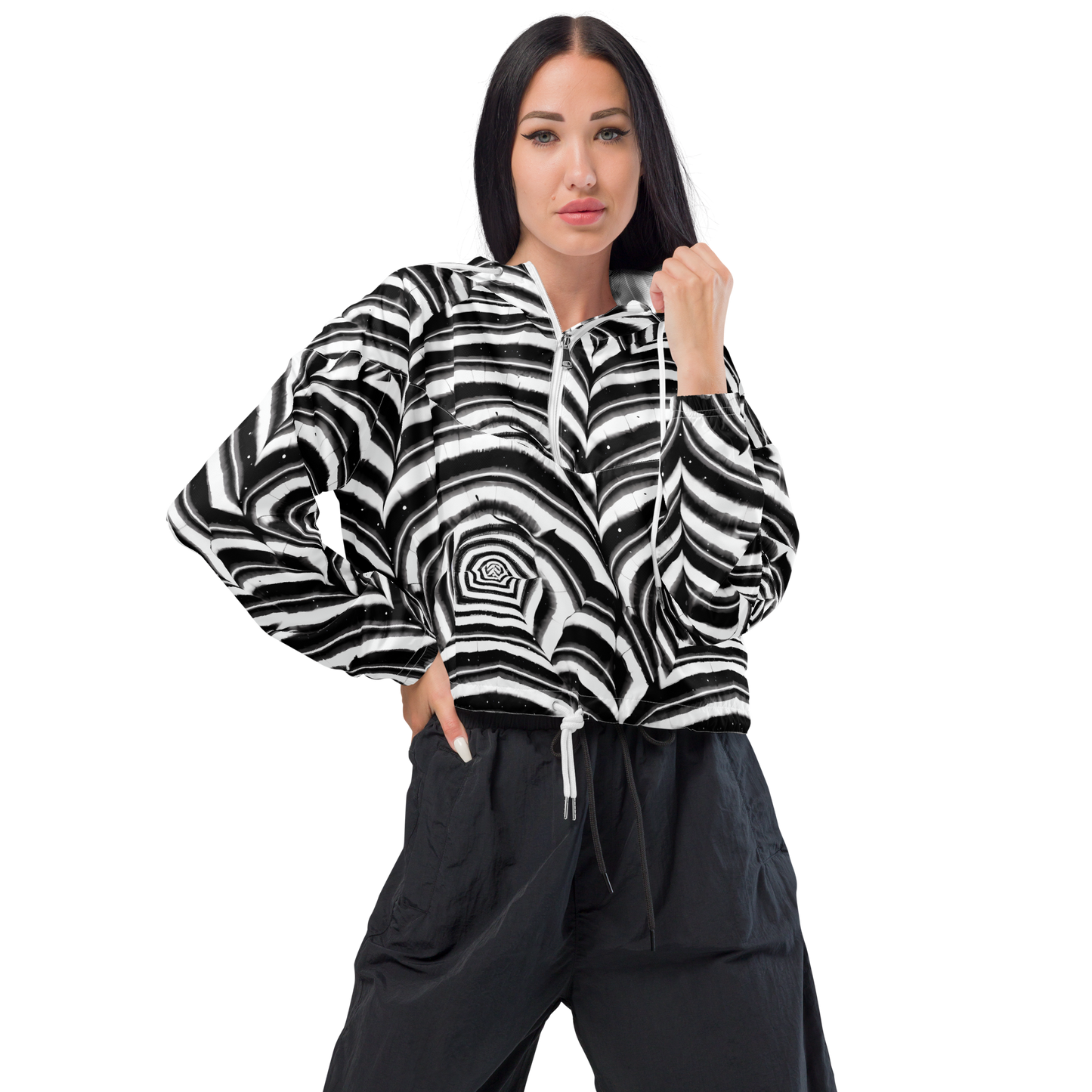 Women's Cropped Windbreaker - Dupain Swirl