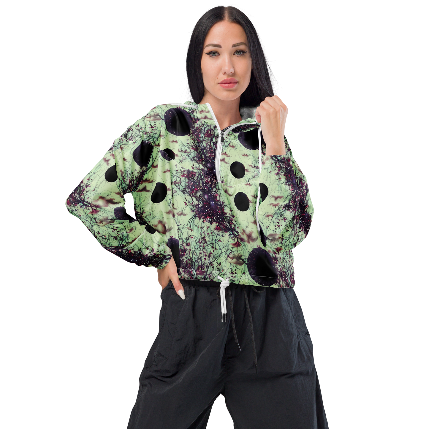 Women's Cropped Windbreaker - Celestial Bloom