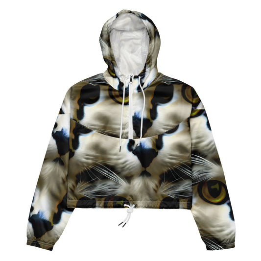 Women's Cropped Windbreaker - Feline Fancy