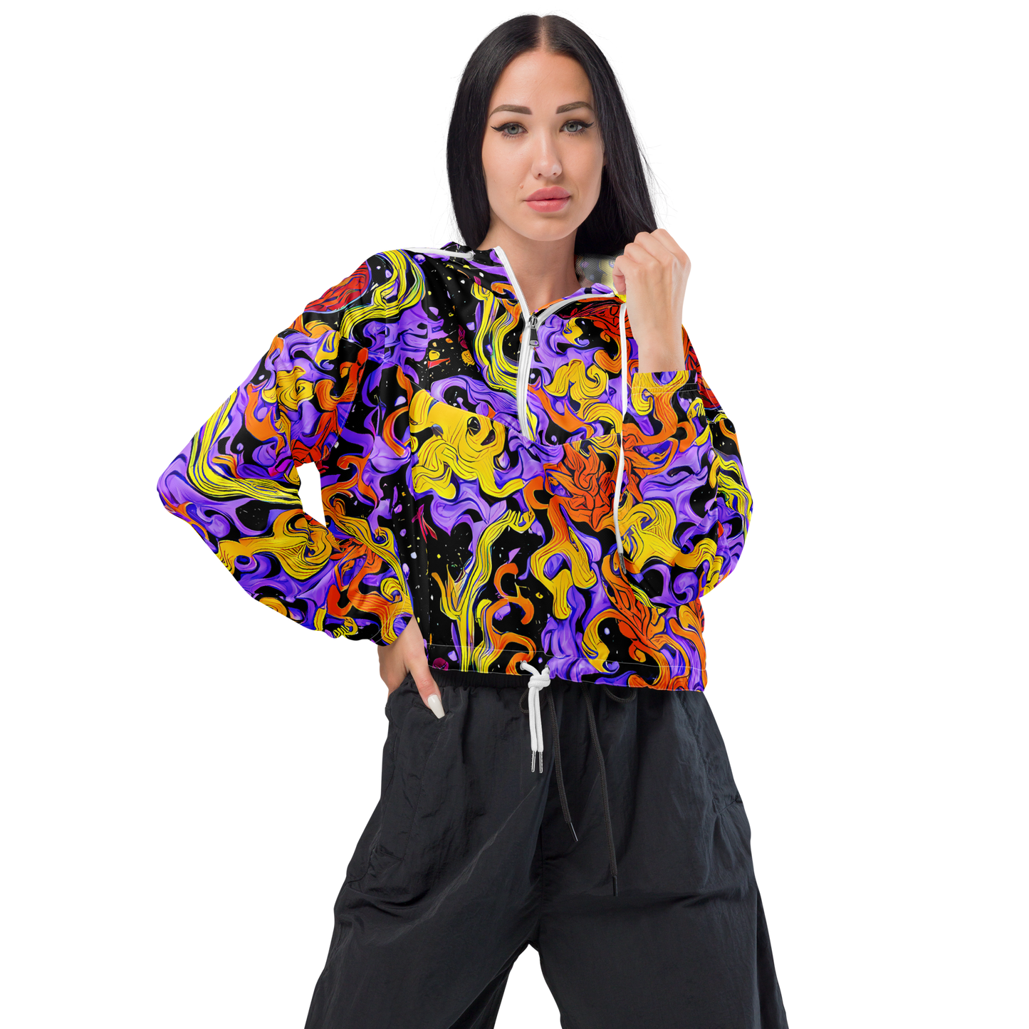 Women's Cropped Windbreaker - Bosschaert Swirl