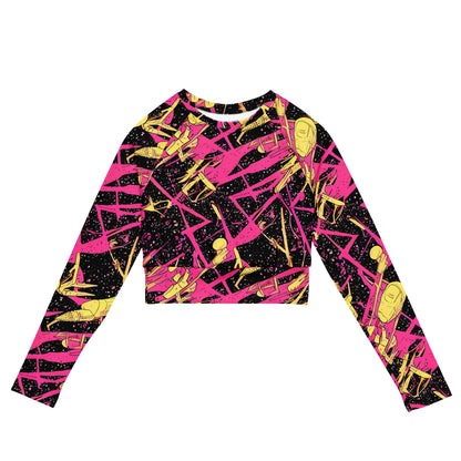 Long Sleeve Crop Top - Galaxy Graffiti