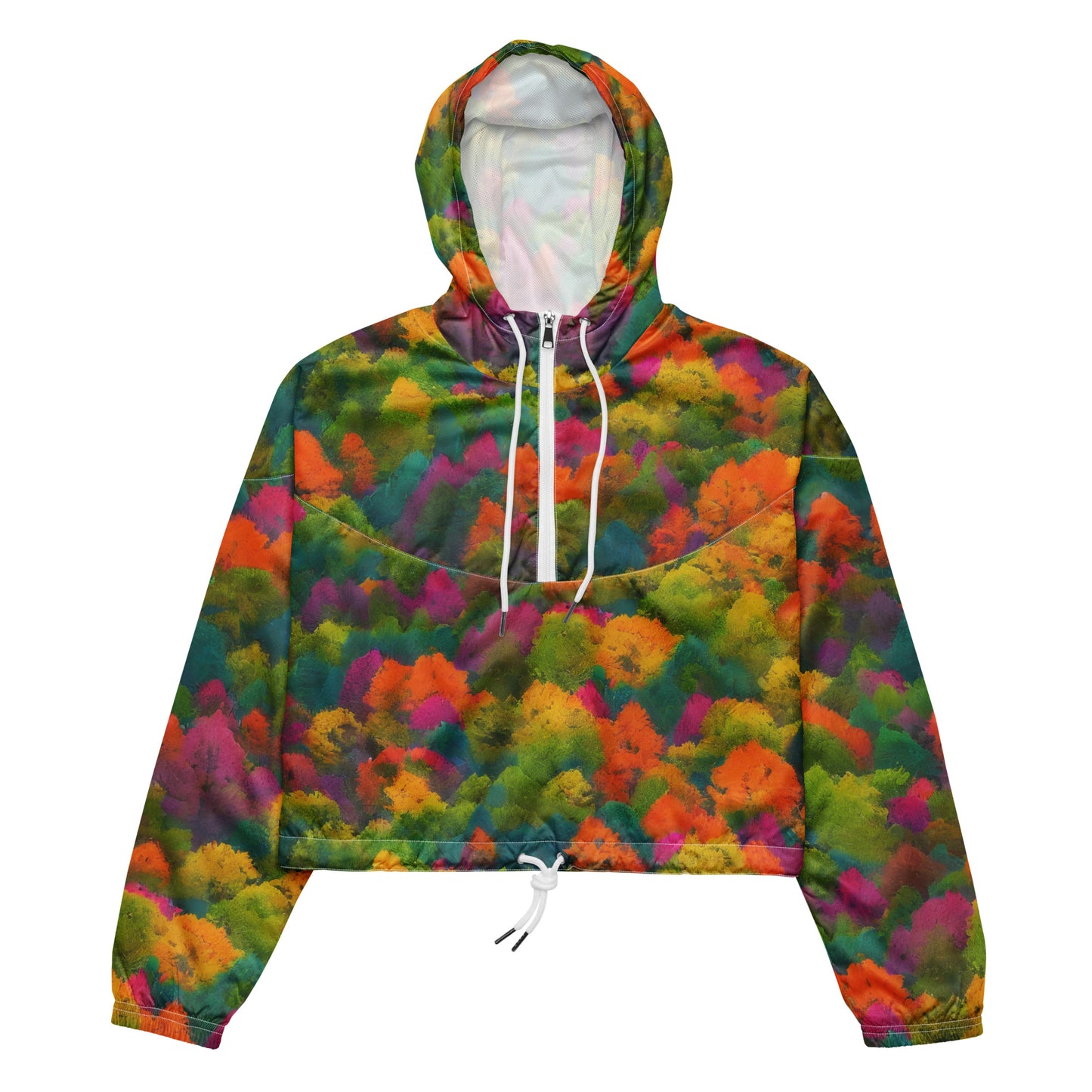 Women's Cropped Windbreaker - Autumn Kaleidoscope