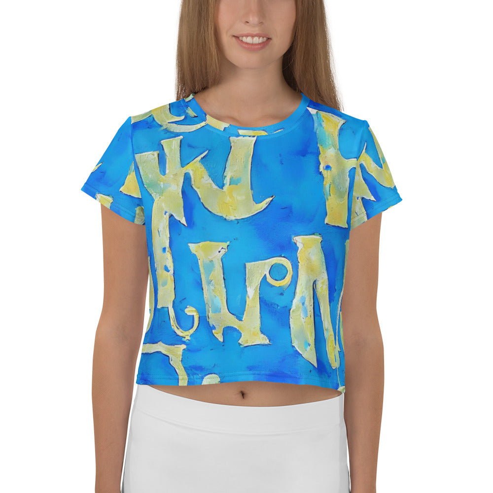 Women's Crop Tee - Golden Glyphs