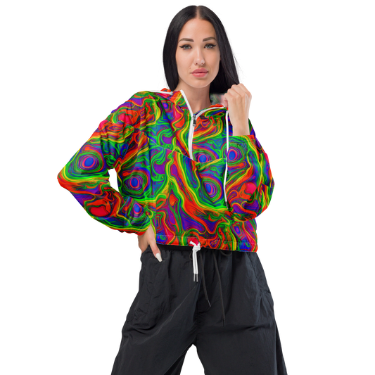 Women's Cropped Windbreaker - Psychedelic Waves