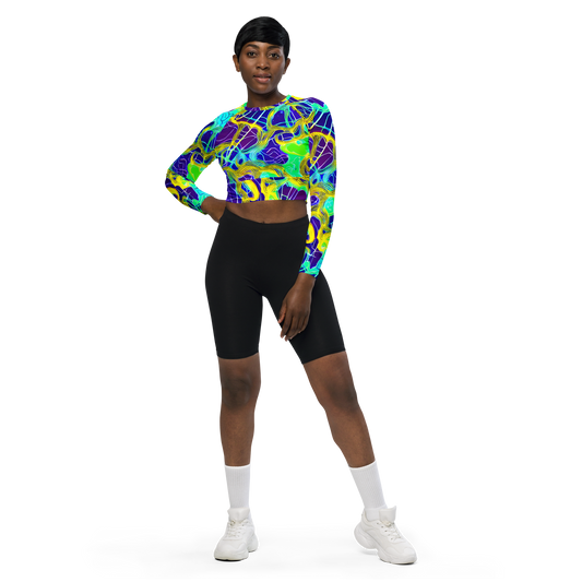 Long Sleeve Crop Top - Neon Jungle Rhapsody