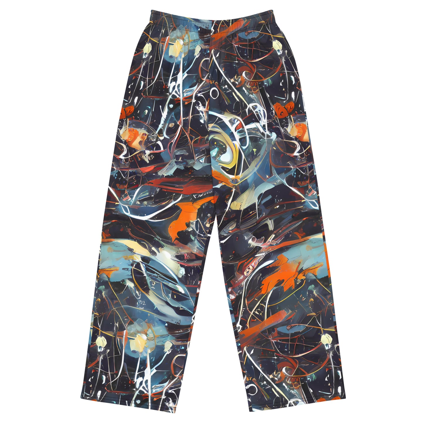 Wide-Leg Pants - Neo-Splash Labyrinth