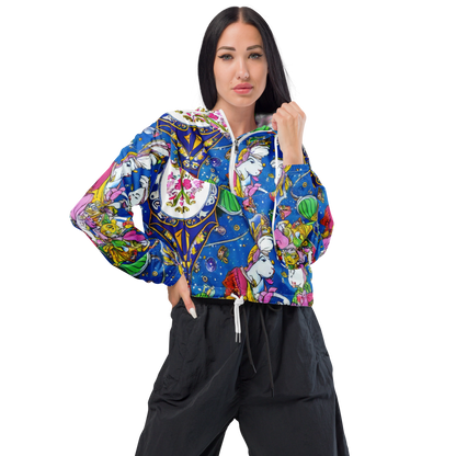 Women's Cropped Windbreaker - Galactic Masquerade