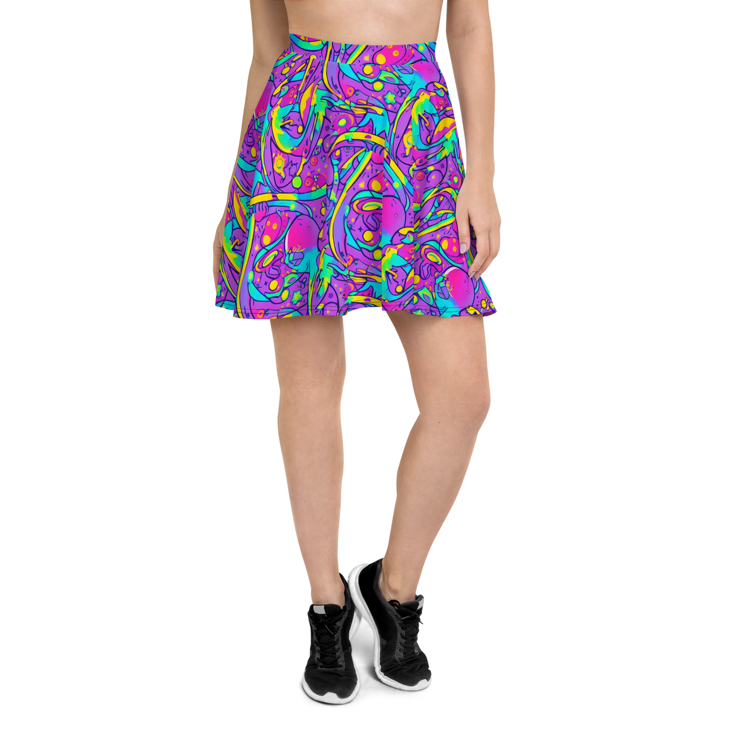 Skater Skirt - Neon Galaxy Whirl