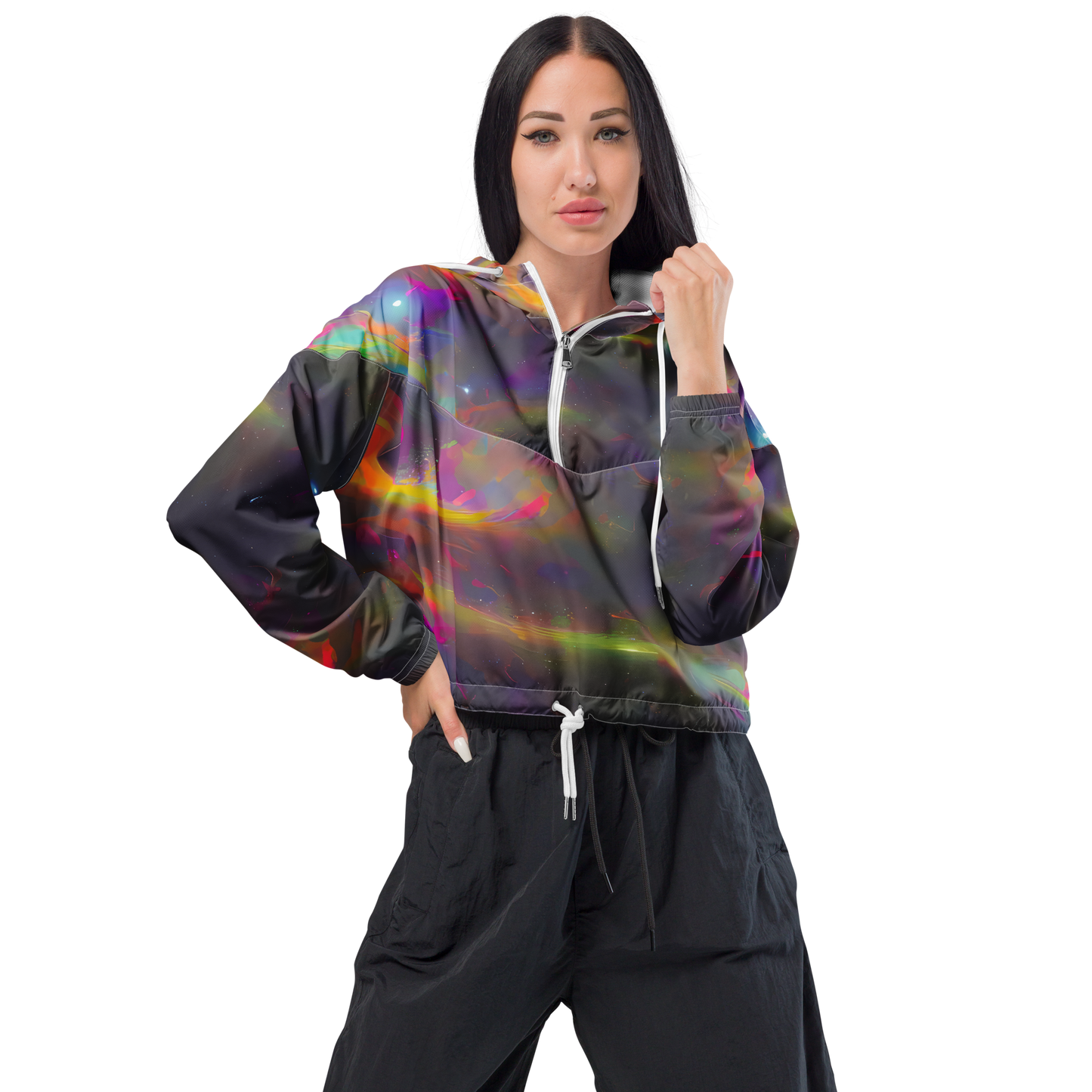 Women's Cropped Windbreaker - Etheric Echo