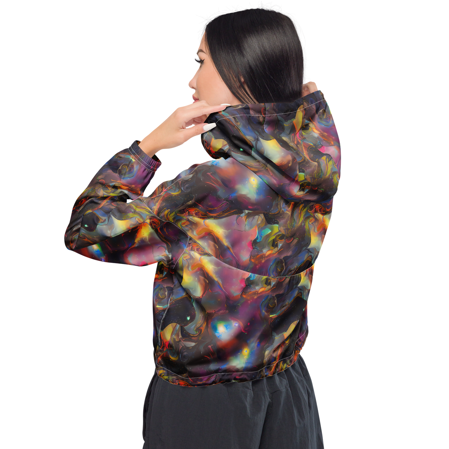 Women's Cropped Windbreaker - Cosmic Fusion