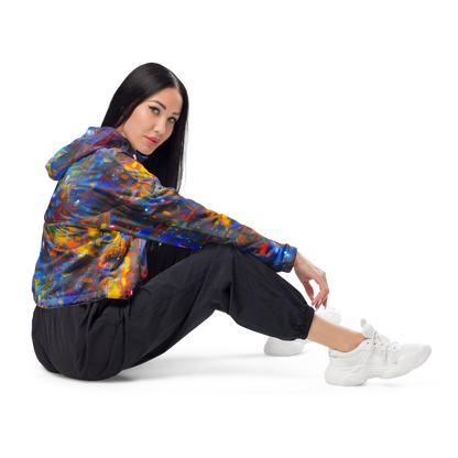 Women's Cropped Windbreaker - Abstract Conflux