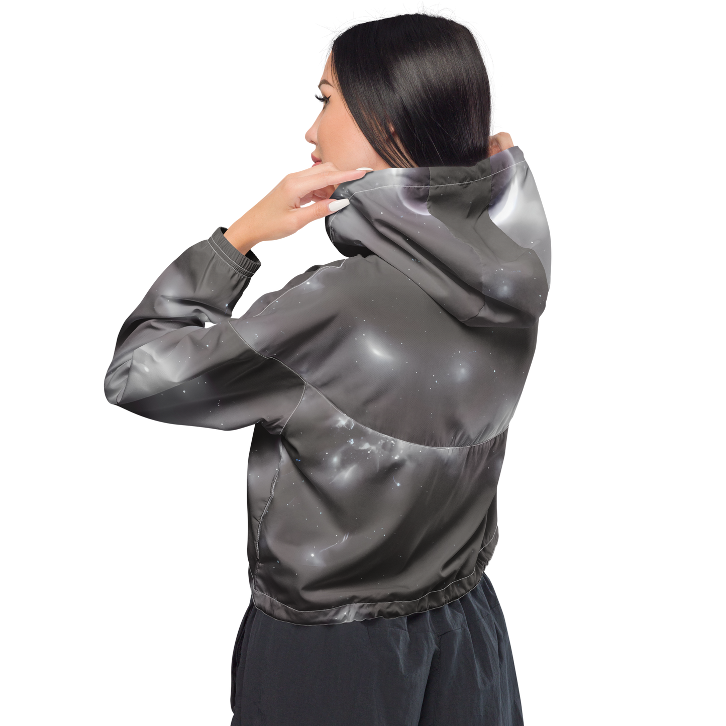 Women's Cropped Windbreaker - Silver Nebula