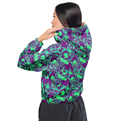 Women's Cropped Windbreaker - Alien Ripples