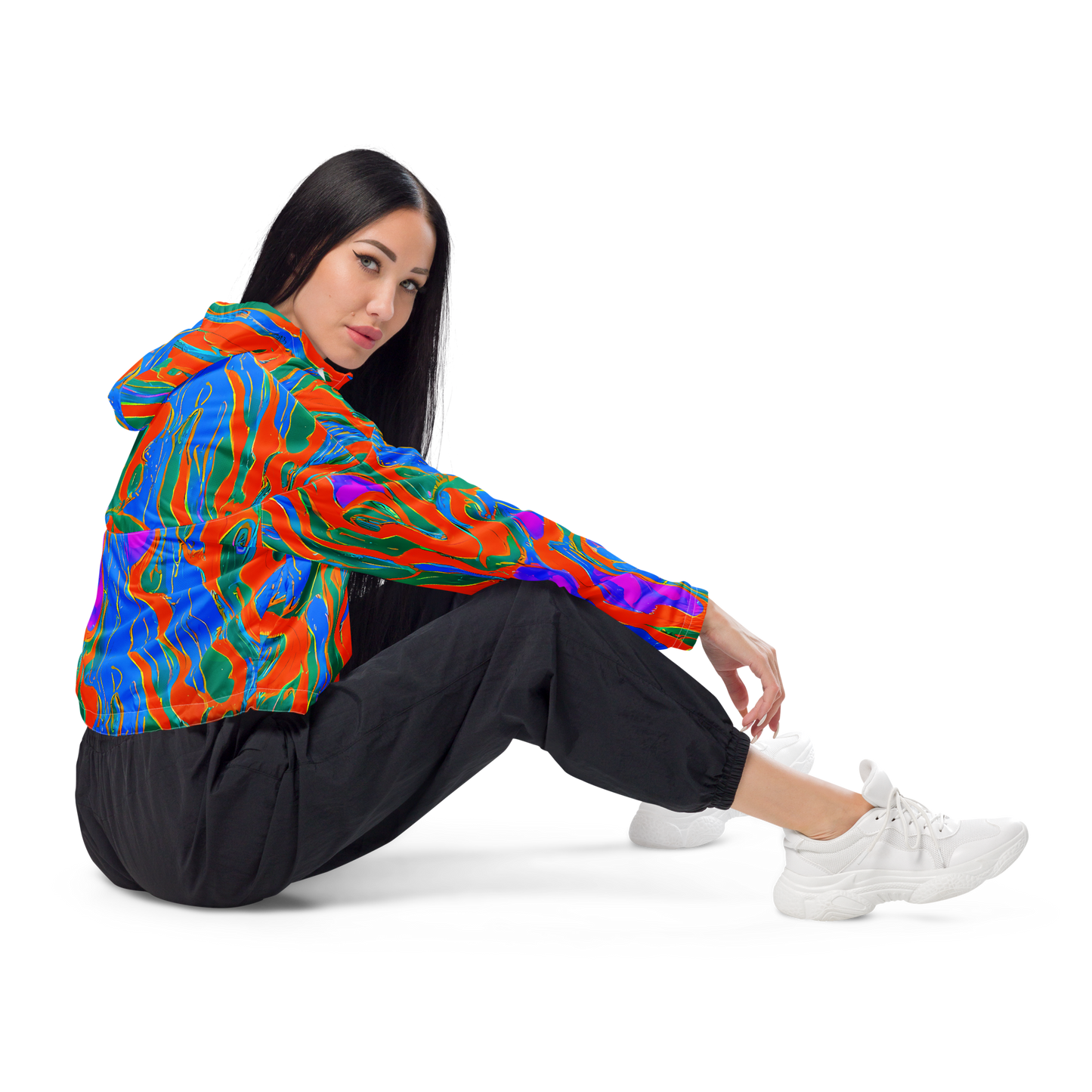 Women's Cropped Windbreaker - Childish Strokes