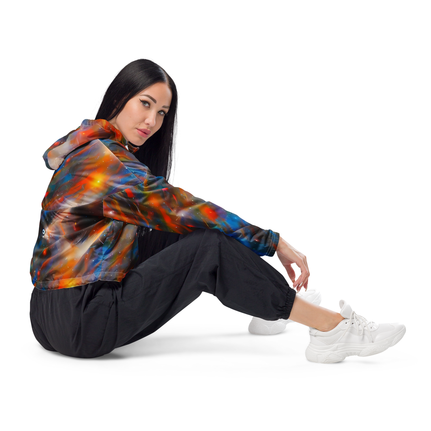 Women's Cropped Windbreaker - Painterly Void