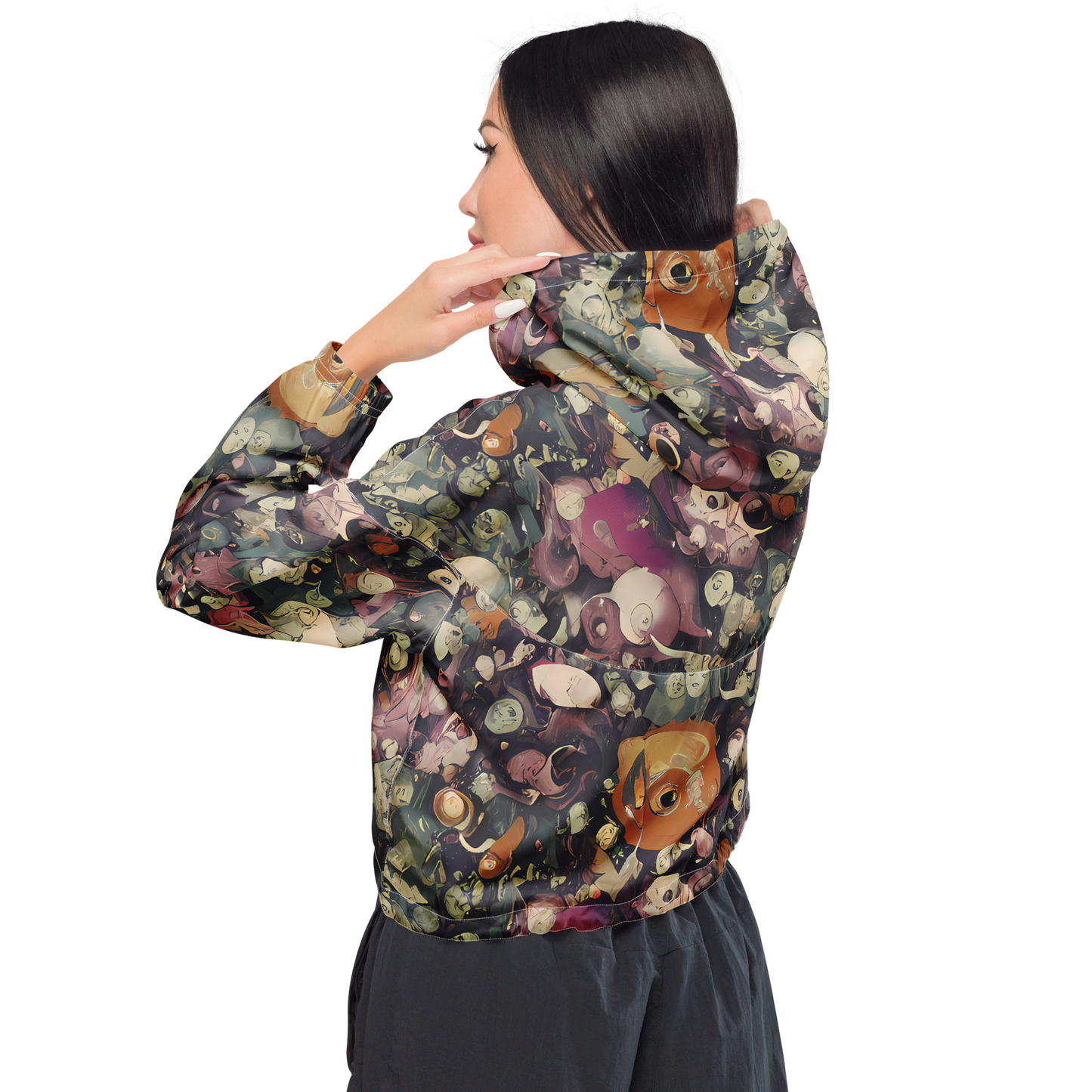 Women's Cropped Windbreaker - Visions of the Unseen