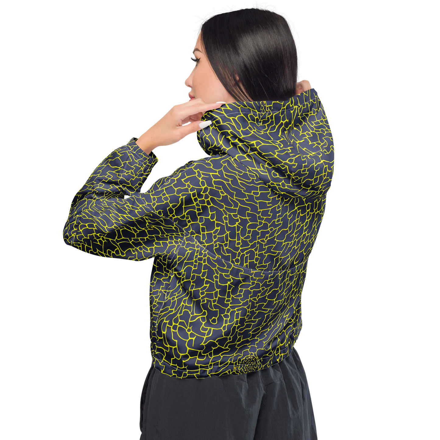 Women's Cropped Windbreaker - Nightshade Maze