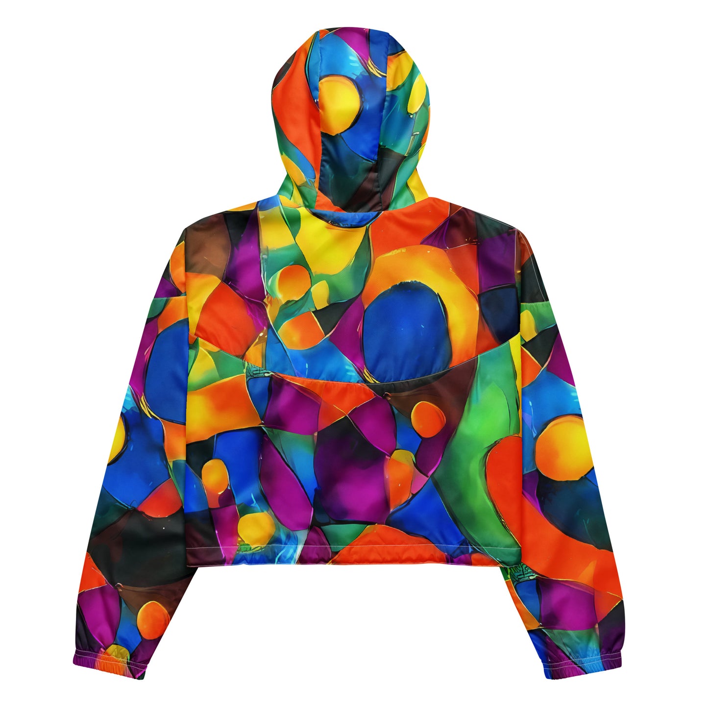 Women's Cropped Windbreaker - Galactic Jigsaw