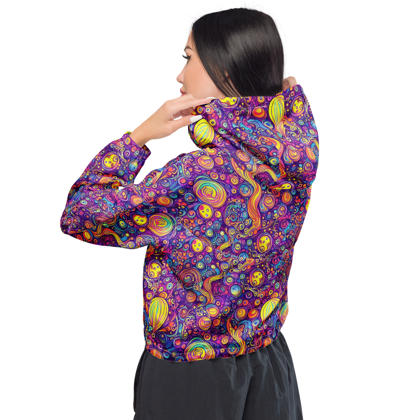 Women's Cropped Windbreaker - Festival of Whimsy