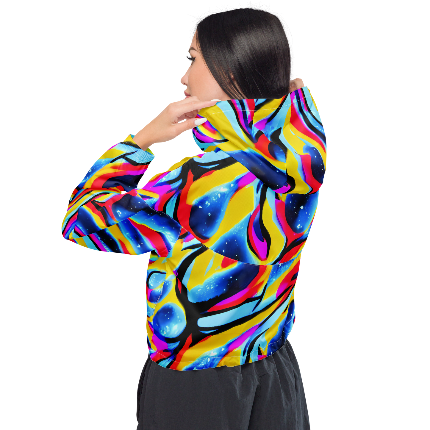 Women's Cropped Windbreaker - Electric Dreamscape