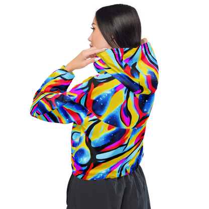 Women's Cropped Windbreaker - Electric Dreamscape