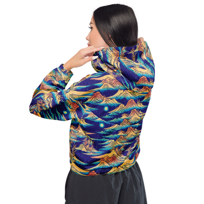 Women's Cropped Windbreaker - Mystical Mountain Mirage