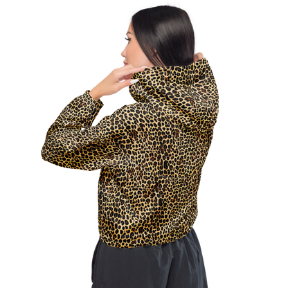 Women's Cropped Windbreaker - Cheetah Mosaic