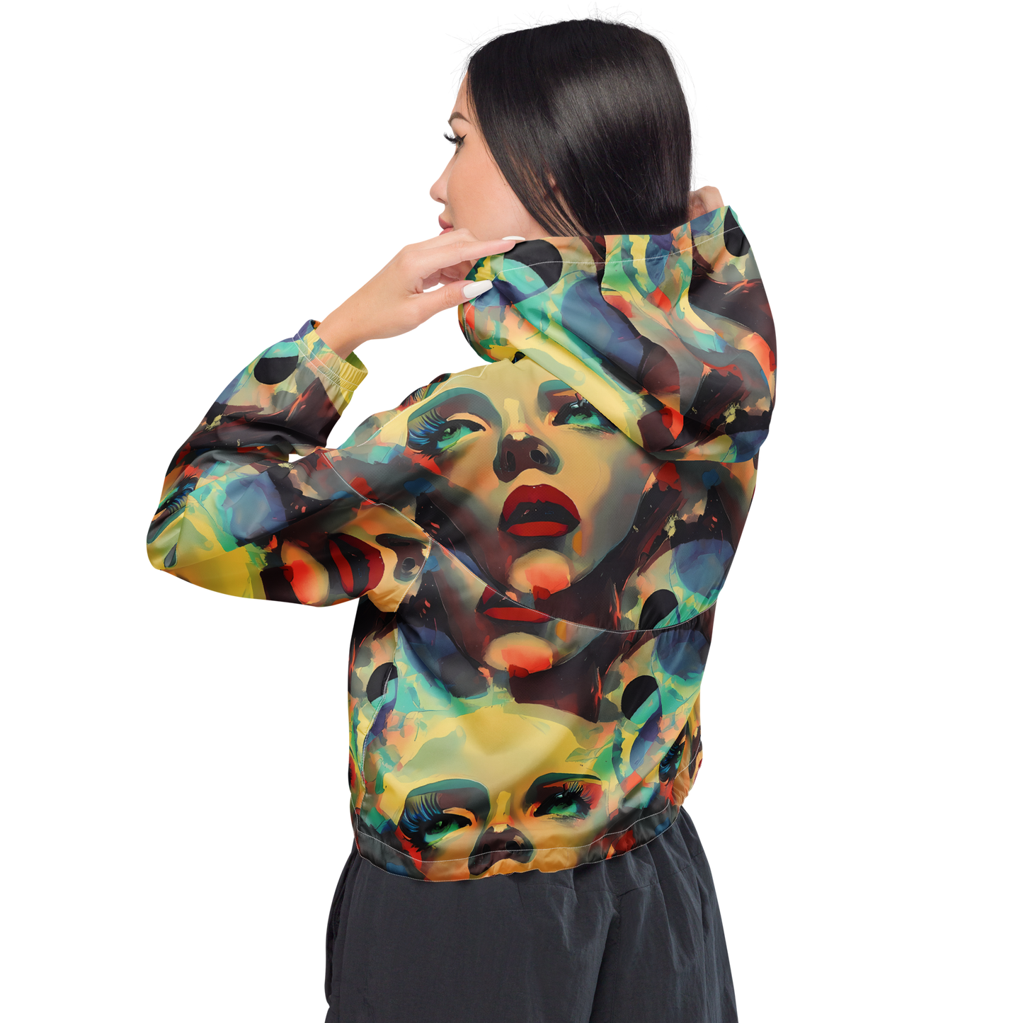 Women's Cropped Windbreaker - Astral Reflections