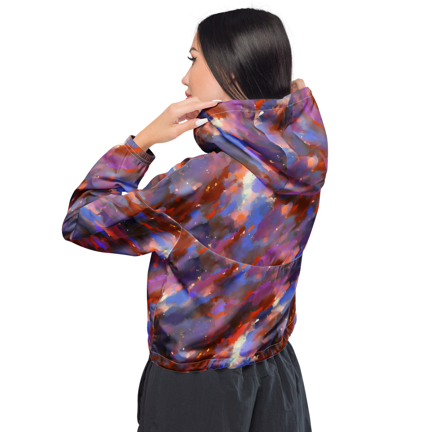 Women's Cropped Windbreaker - Celestial Brushstroke