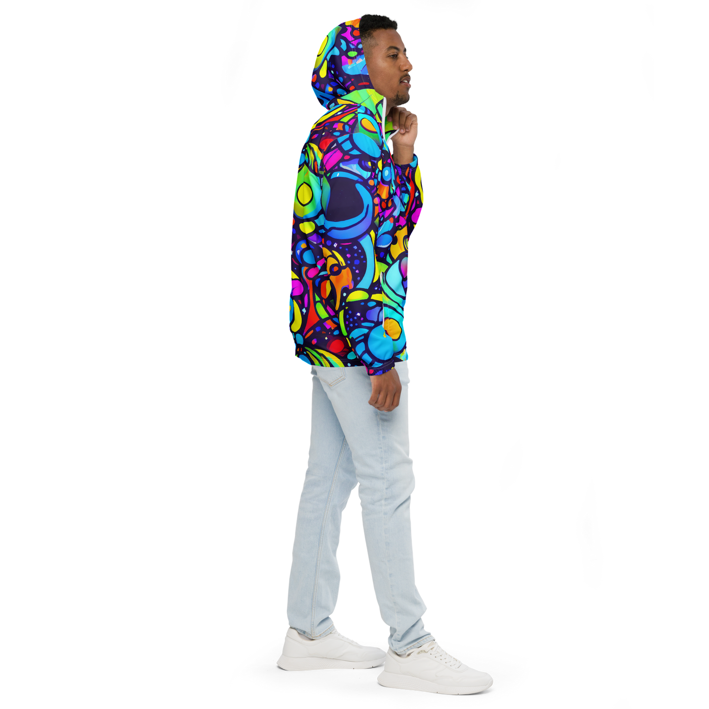 Men's Windbreaker - Neon Graffscape