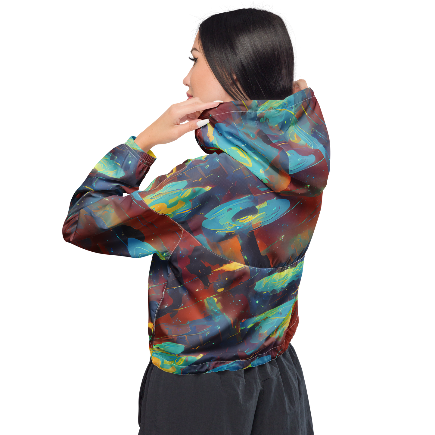 Women's Cropped Windbreaker - Journey Through Infinity