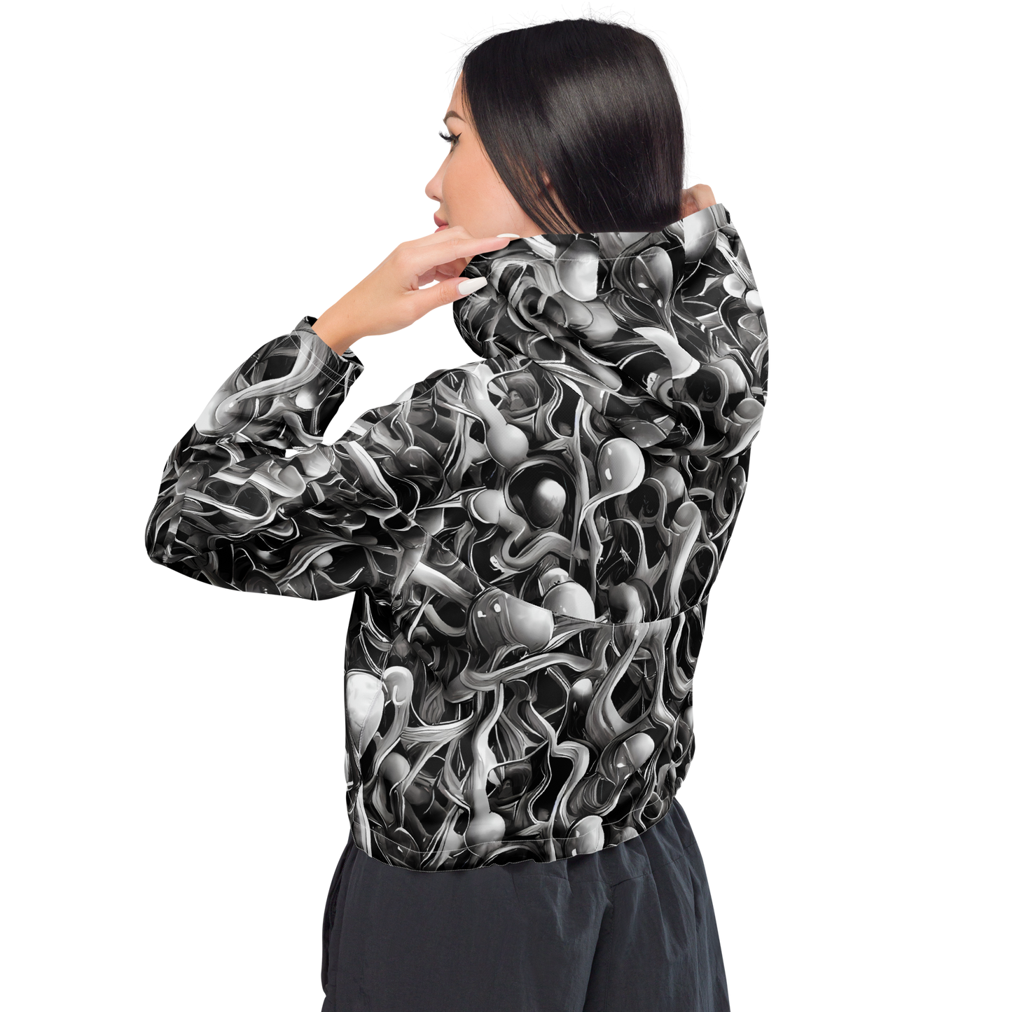 Women's Cropped Windbreaker - Fluid Monochrome