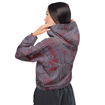 Women's Cropped Windbreaker - Nebula Waves