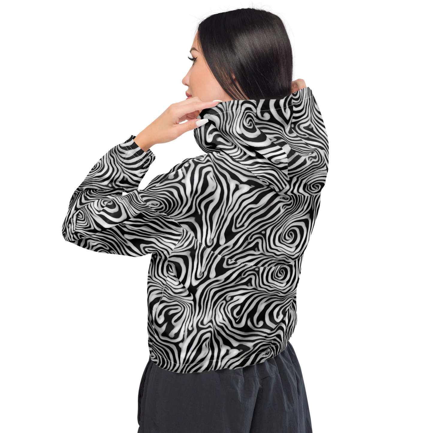 Women's Cropped Windbreaker - Warped Cosmos